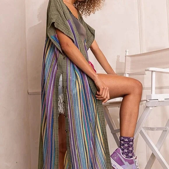 ◾️POL Striped Multicolour Bohemian Kimono - Picture 6 of 15